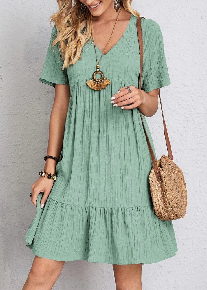Danica - V-Neck Ribbed Layered Mini Dress