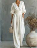 Coralie - Elegant V-Neck Wide-Leg Jumpsuit