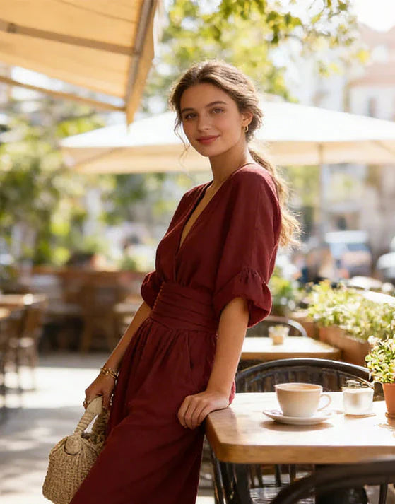 Coralie - Elegant V-Neck Wide-Leg Jumpsuit