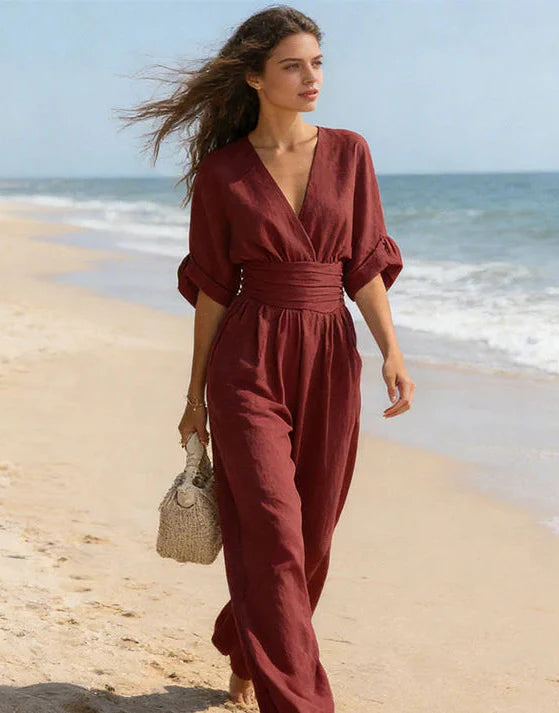 Coralie - Elegant V-Neck Wide-Leg Jumpsuit