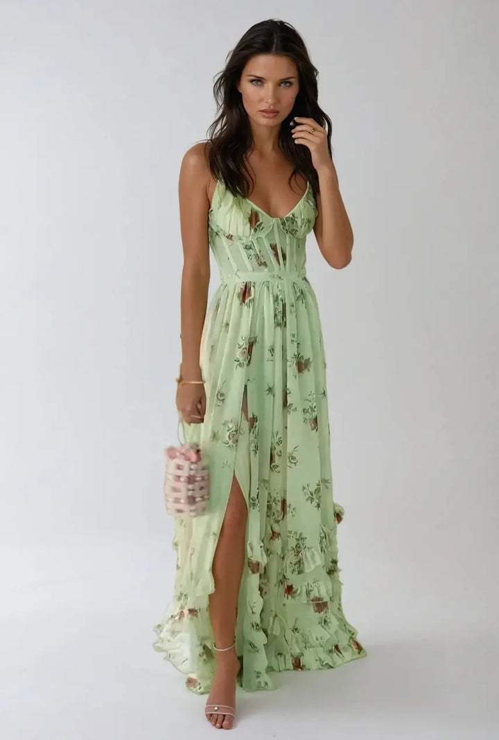 Noor - V-Neck Ruffle Maxi Dress